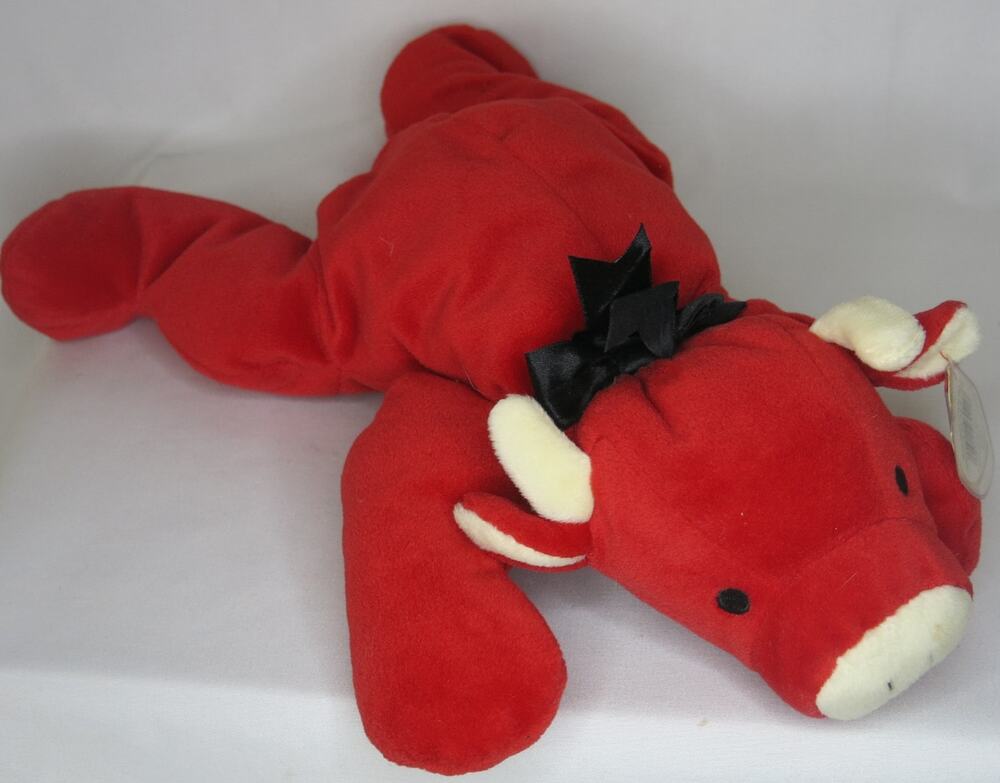 TY Beanie Babies Red Bull Pillow Pal 12in NWT 1997 Y2K Toys Stuffed Animal Plush